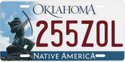 OK license plate 255ZOL