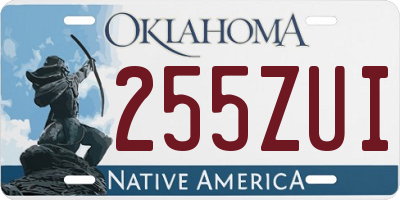 OK license plate 255ZUI