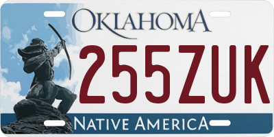 OK license plate 255ZUK