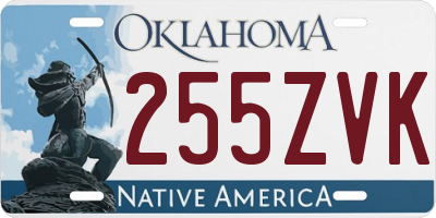 OK license plate 255ZVK