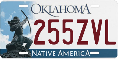 OK license plate 255ZVL