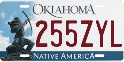 OK license plate 255ZYL