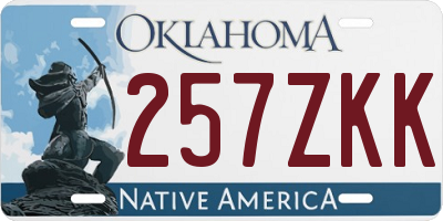 OK license plate 257ZKK