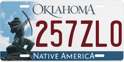 OK license plate 257ZLO