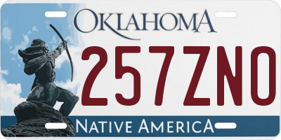 OK license plate 257ZNO