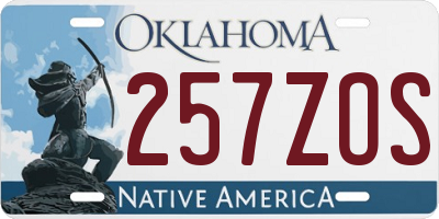 OK license plate 257ZOS