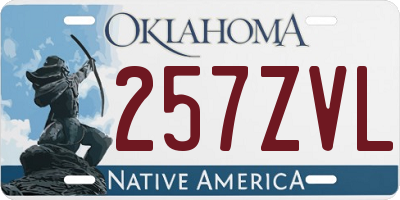 OK license plate 257ZVL