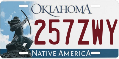 OK license plate 257ZWY