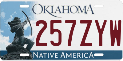 OK license plate 257ZYW