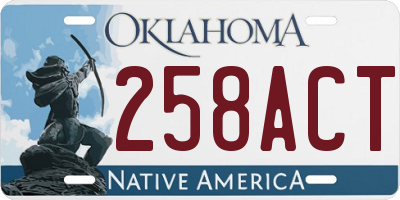 OK license plate 258ACT