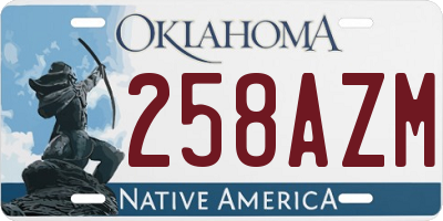 OK license plate 258AZM