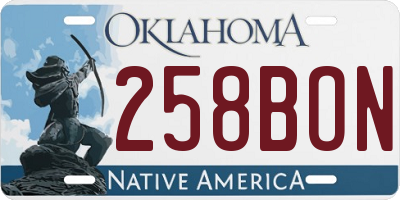OK license plate 258BON