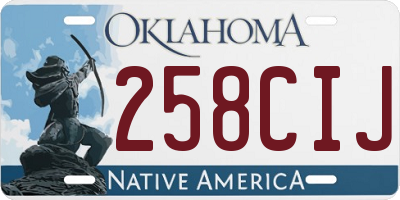 OK license plate 258CIJ