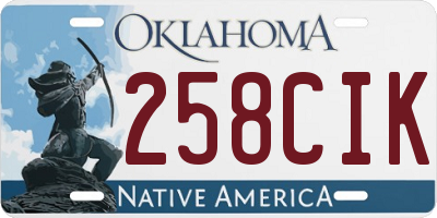 OK license plate 258CIK