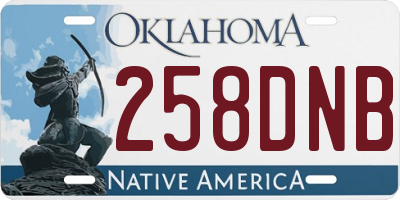 OK license plate 258DNB