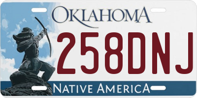 OK license plate 258DNJ