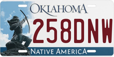 OK license plate 258DNW