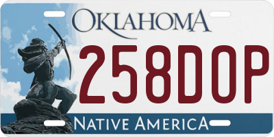 OK license plate 258DOP