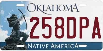 OK license plate 258DPA