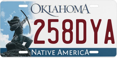 OK license plate 258DYA
