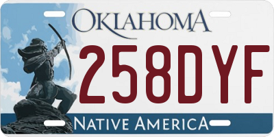 OK license plate 258DYF