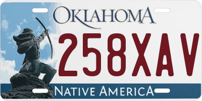 OK license plate 258XAV