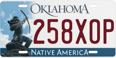 OK license plate 258XOP