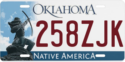 OK license plate 258ZJK