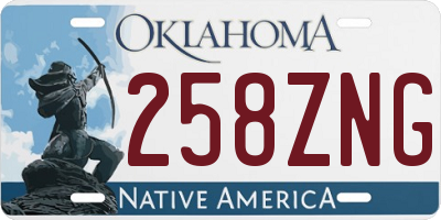 OK license plate 258ZNG