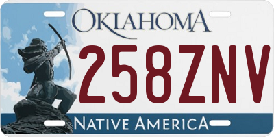 OK license plate 258ZNV