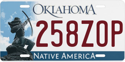 OK license plate 258ZOP