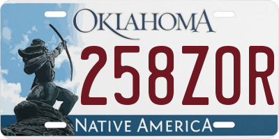 OK license plate 258ZOR