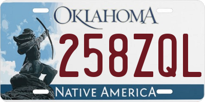 OK license plate 258ZQL