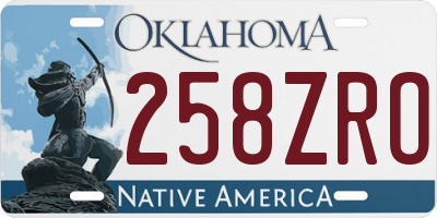 OK license plate 258ZRO