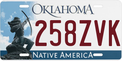 OK license plate 258ZVK