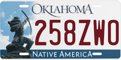 OK license plate 258ZWO