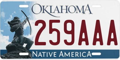 OK license plate 259AAA