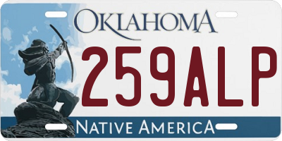 OK license plate 259ALP