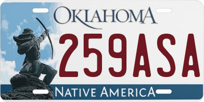 OK license plate 259ASA