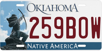 OK license plate 259BOW