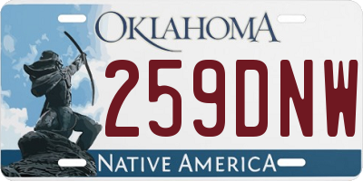 OK license plate 259DNW