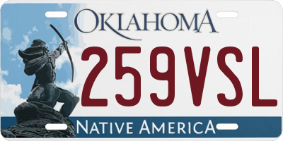 OK license plate 259VSL