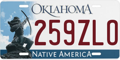OK license plate 259ZLO