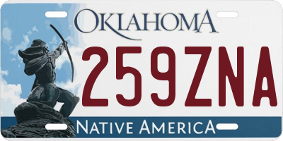 OK license plate 259ZNA