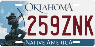 OK license plate 259ZNK