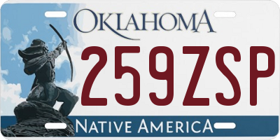 OK license plate 259ZSP