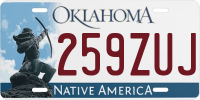 OK license plate 259ZUJ