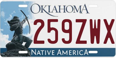 OK license plate 259ZWX