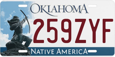 OK license plate 259ZYF