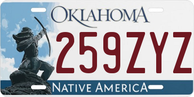 OK license plate 259ZYZ